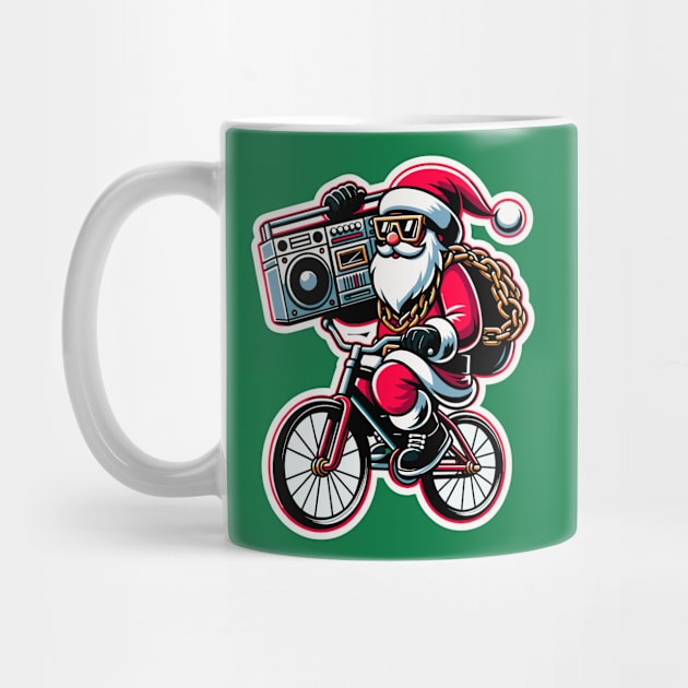 Santa's Hip Hop Christmas Riding With Boombox by Contentarama